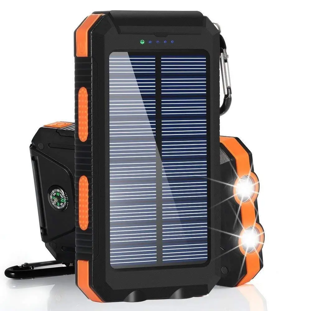 10000 mAh Portable Solar Power Bank with Solar Panels, Solar Powered Charger with Dual LED Flashlights, Power Bank for Travel, Camping, Travel Gadgets, Solar Cell Powered #GLOBAL PICKS