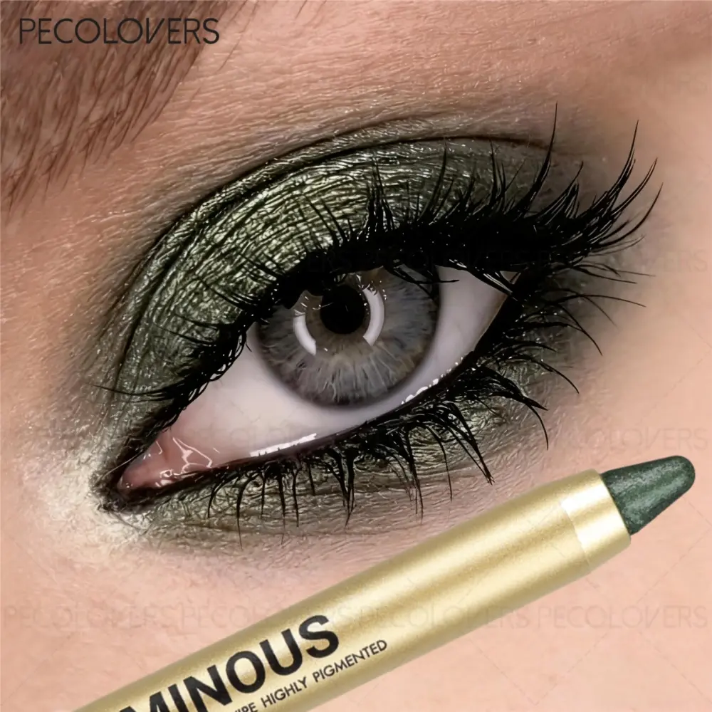 1 Pcs Waterproof Non-Fading Dual-ended Eyeshadow Stick, Eye Shadow Sticks, Bright & Saturated, Smooth Metallic Effect Eyeshadow Finish, Bold Eye Color Blocks and Creative Glitter Details, Sunset Gold, Forest Green, Holiday Party Daily Makeup