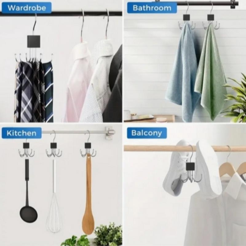 360° Rotatable Belt Hook, 1 Count Durable Metal Hanging Storage Hook, Multi-purpose Organiser Hook for Belt, Scarf Organizer, Tie Hanger, Scarf, Tie, Home Storage Hook for Wardrobe, Closet, Home and Dormitory