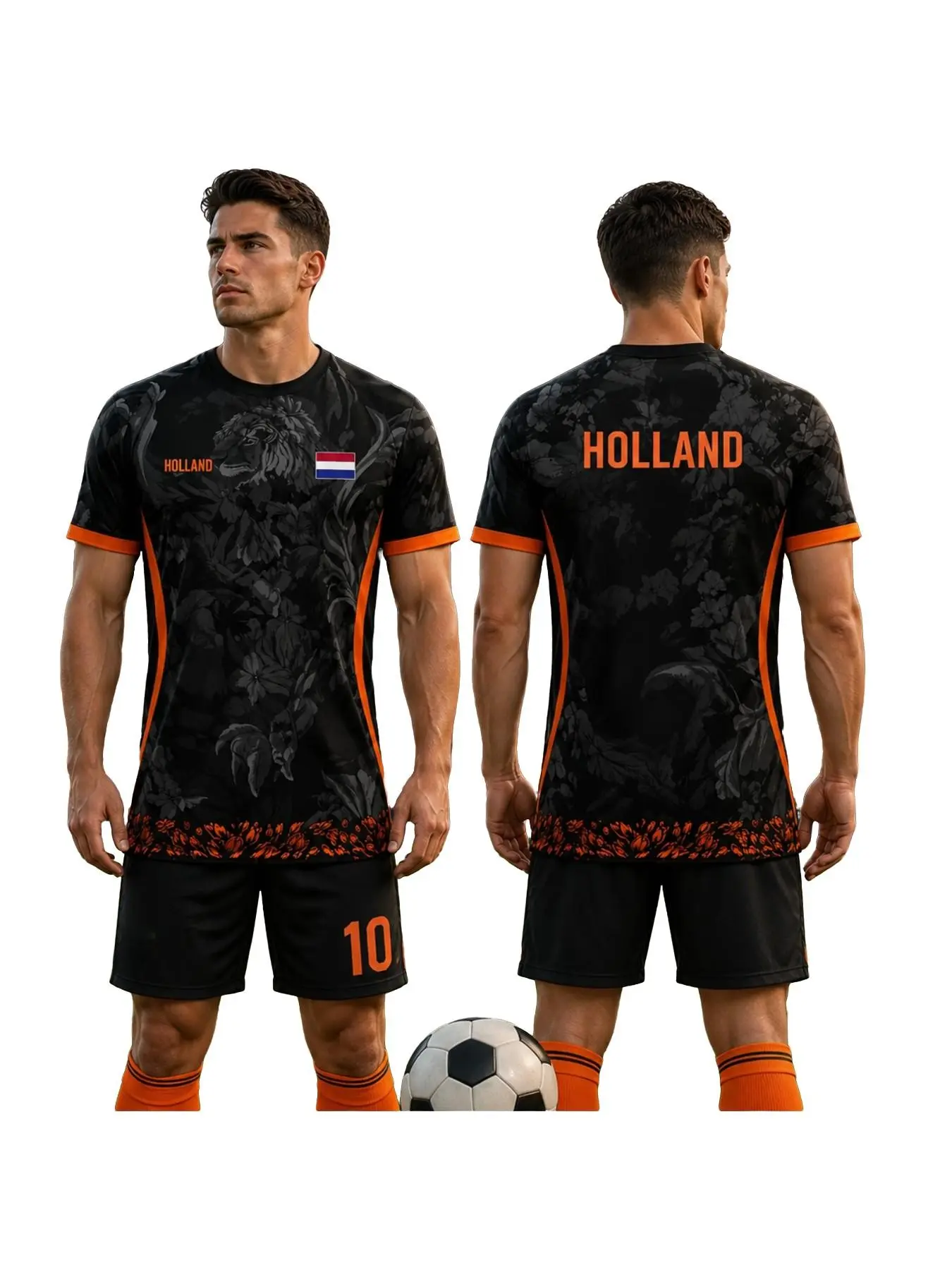 Netherlands Flag 3D Summer Men's Football Jersey, Casual Breathable Short Sleeve, Fitness Training, Soccer Match, Fan Exclusive