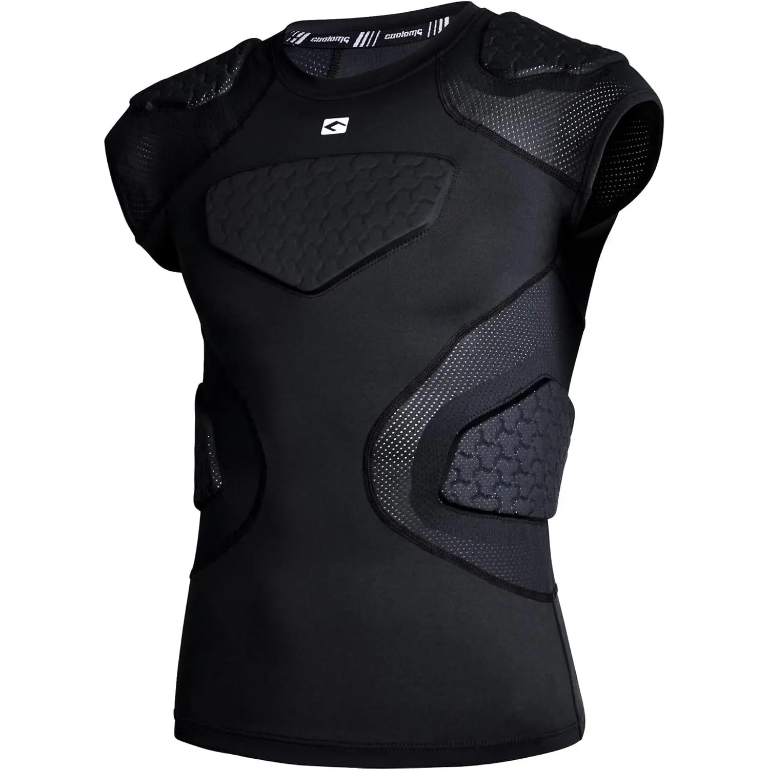 Youth Football Padded Shirt Chest Rib Protector |   Football Compression Undershirt Heart Sternum Shoulder Protection