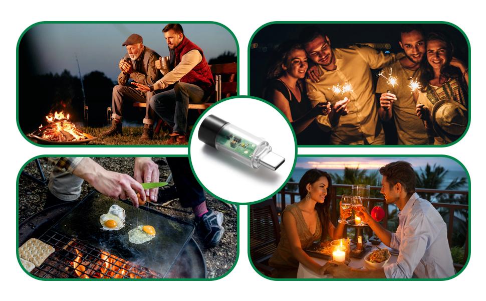 USB-C Electric Lighter.Windproof Waterproof.Phone or Power Bank Powered, mini, Lightweight, Activated by plugging into Power Source, Automatically Turns Off After 10 Seconds(Transparent)