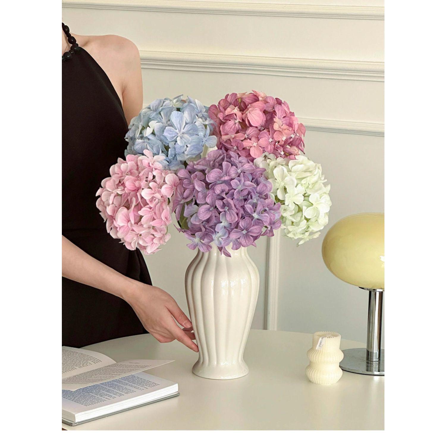 Luxury hydrangea faux for dining table and living room decorations, wedding artificial decorative floral arrangements, silk flowers, dried flowers filler