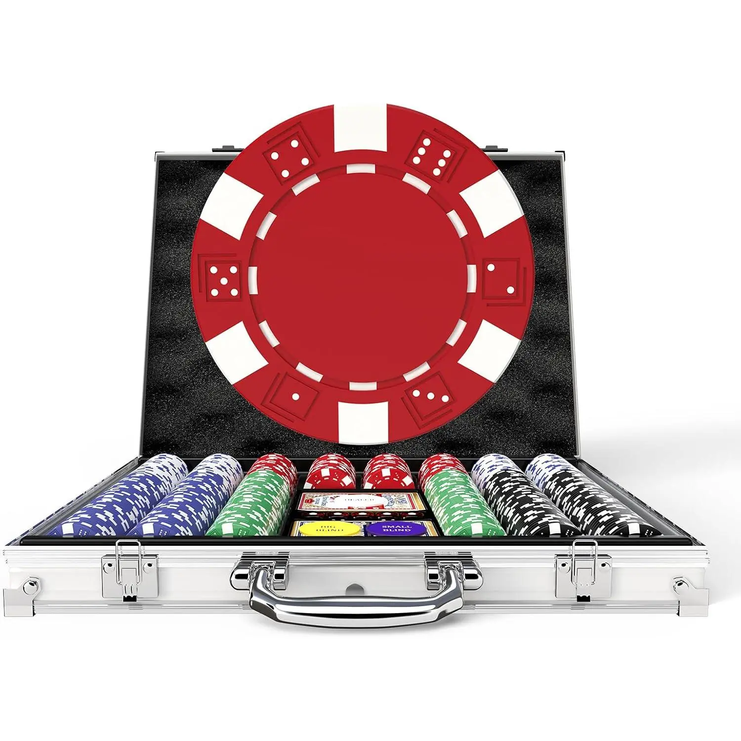 500PCS Poker Chips Set with Aluminum Travel Case 11.5g Waterproof Poker Set for Texas Holdem Blackjack Gambling