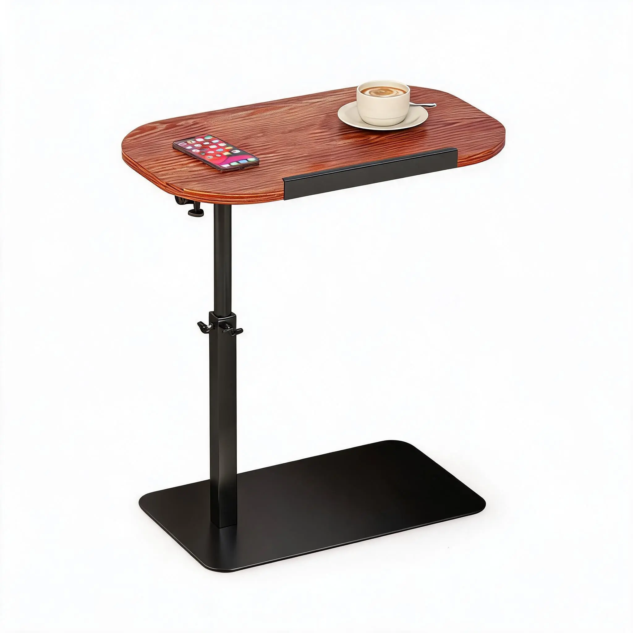 Minimalist Height Adjustable End Table – 360° Swivel C-Shaped Side Table for Couch, Bedside, Laptop & Recliner