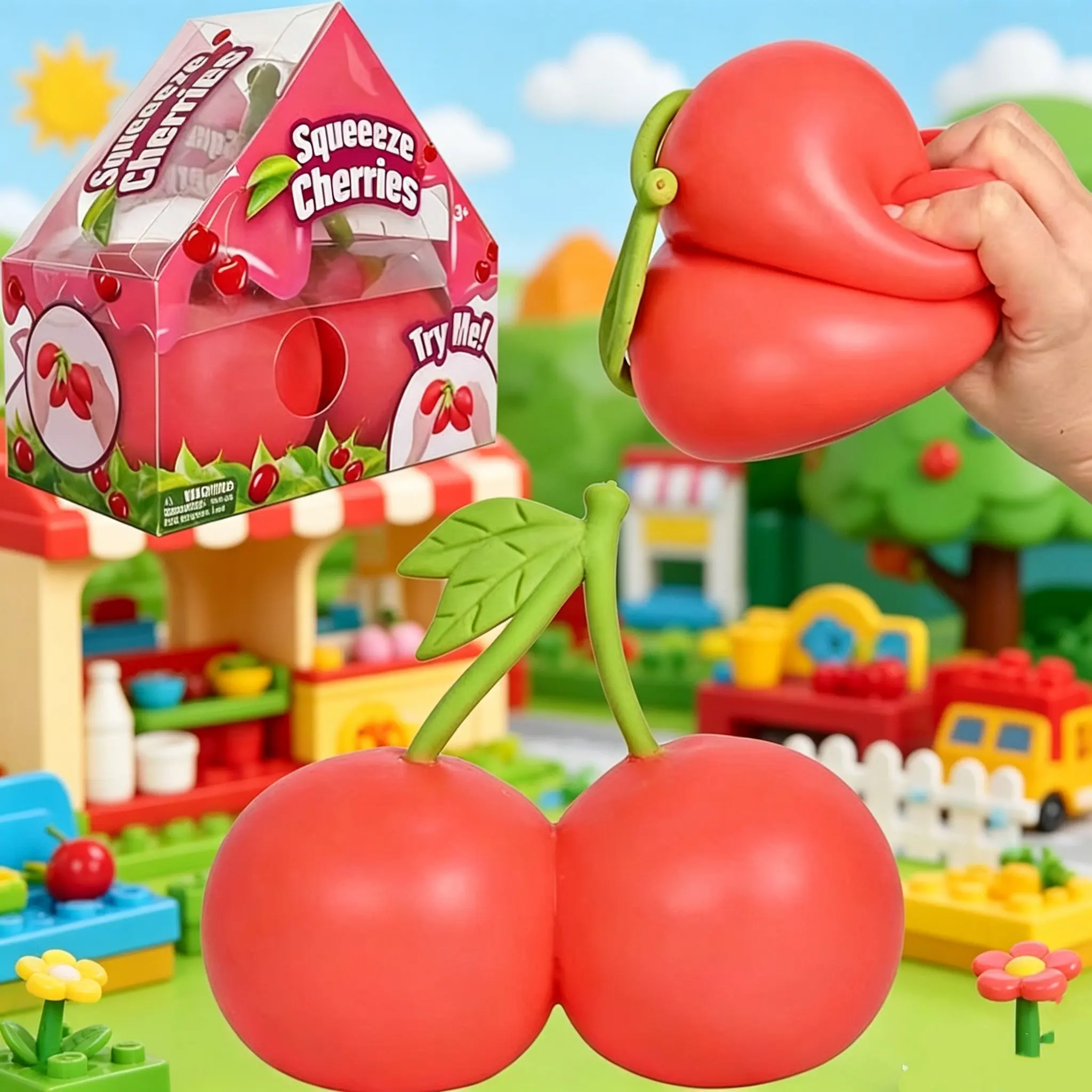 Giant Cherry Stress Relief Toy, Soft Squeeze Toy, Finger Toy, Travel Toy, Classroom Toy, Mini Bathroom Toy, Christmas Gift, Birthday Present
