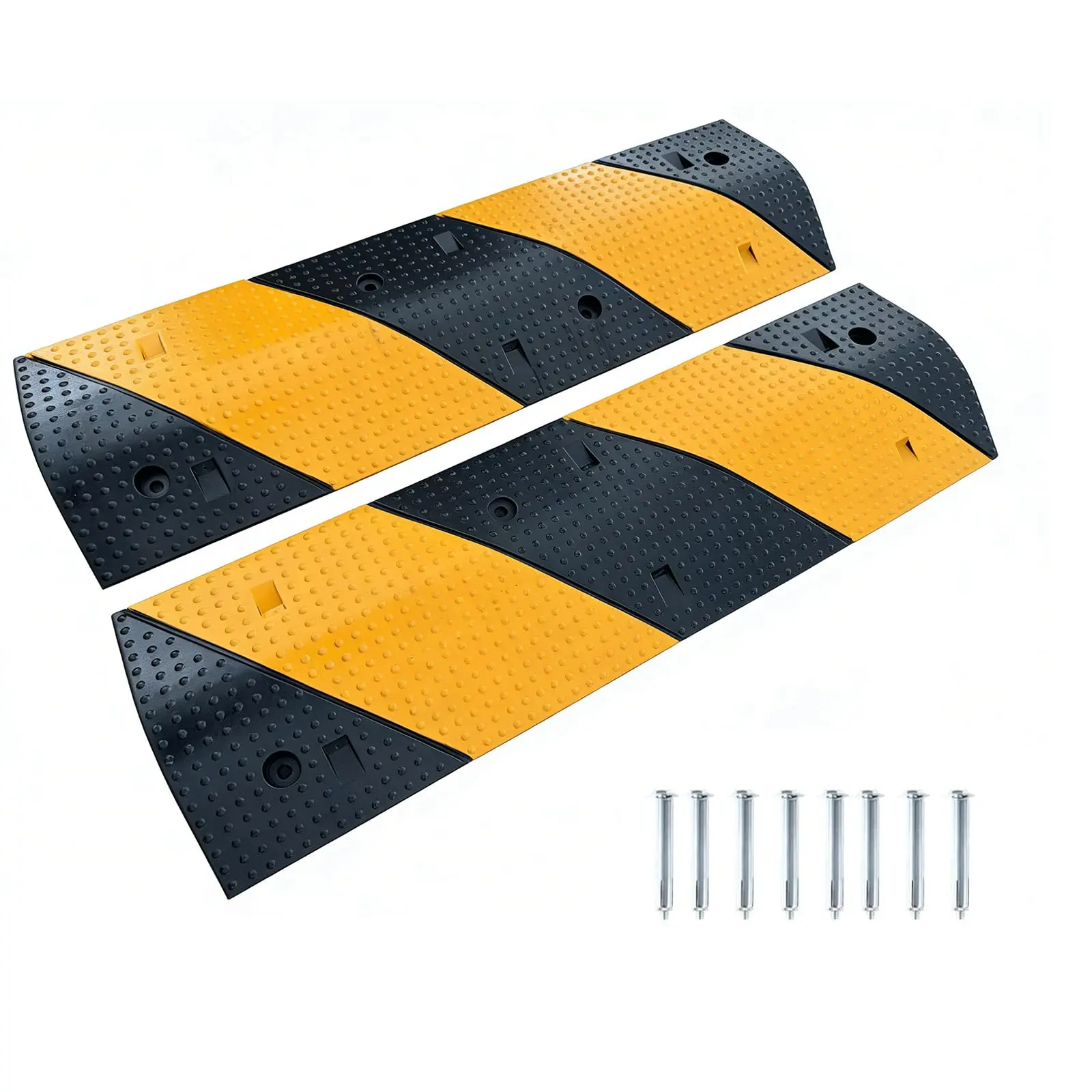 Heavy Duty Rubber Curb Ramp – 40" Long, 2.6" Rise, Non-Slip, Weatherproof Driveway Threshold for Garage, Sidewalk, Cars, SUVs, RVs, Wheelchairs, Motorcycles, 33,069 lbs Load, Reflective Strips