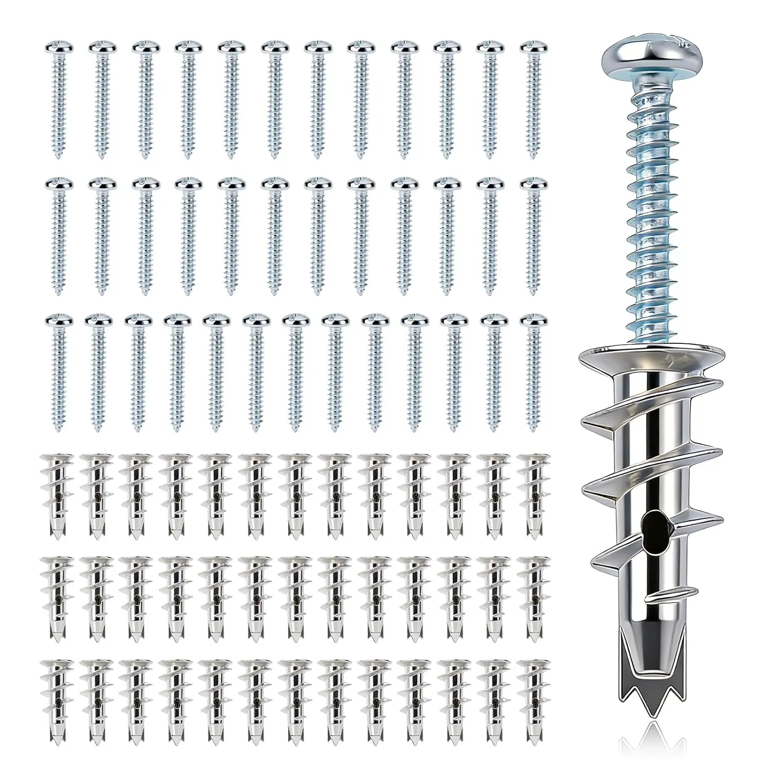 116 count Metal Drywall Anchors Zinc Self-Drilling Screws Kit | Heavy Duty 50 LB Capacity, #6 x 1-1/4 in Zinc Screws, for Wall  Shelves Mirrors Artwork, 58 Anchors + 58 Screws