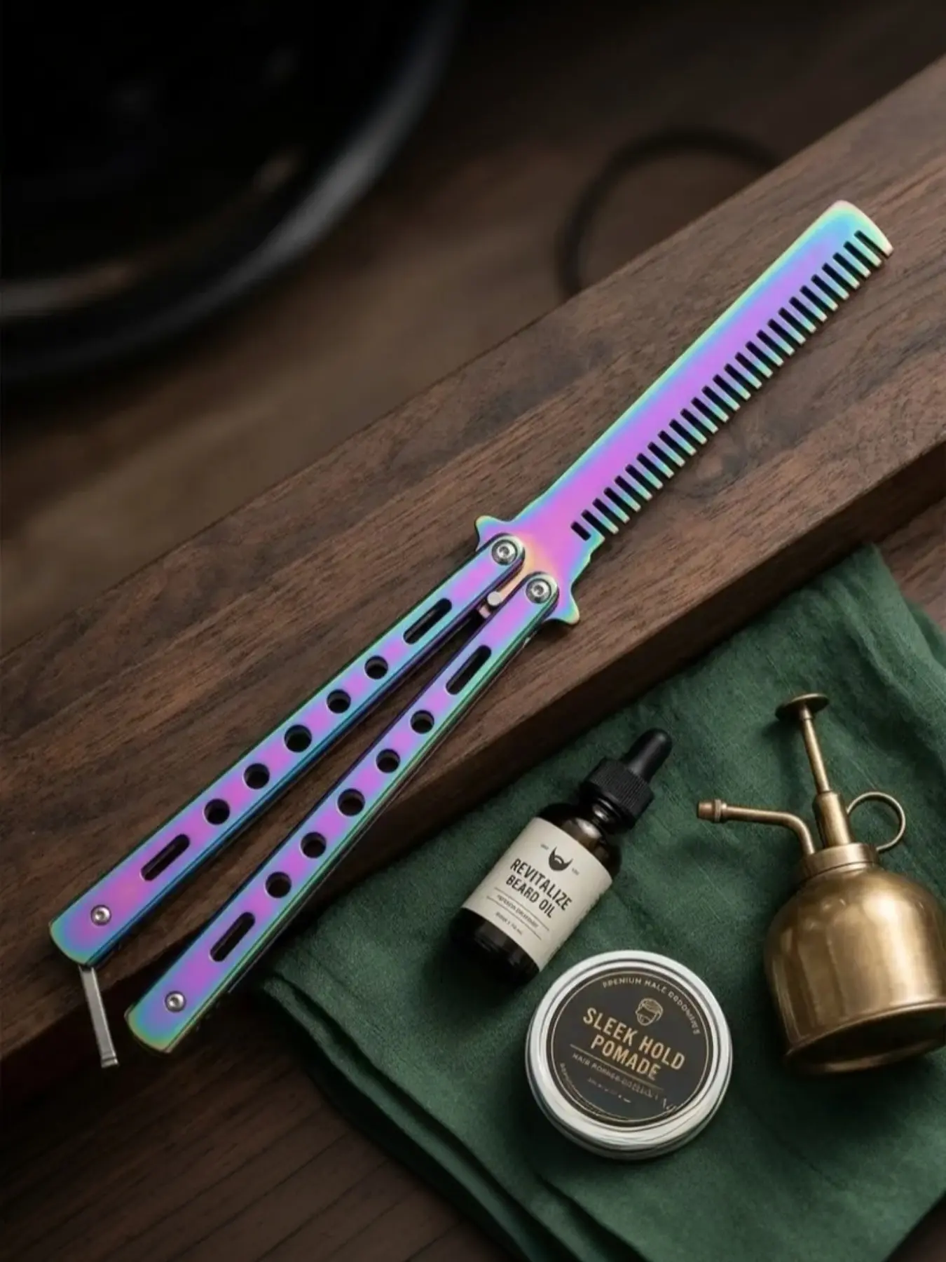 Foldable Stainless Steel Hairdressing Training Comb, Anti-Static Detangling Styling Comb, Barber Training Kit with Foldable Design, Safe Rounded Edges for Scratch-Free Hair Care, Non-Slip Rustproof Durable Comb, Barber Supplies, Hair Combs