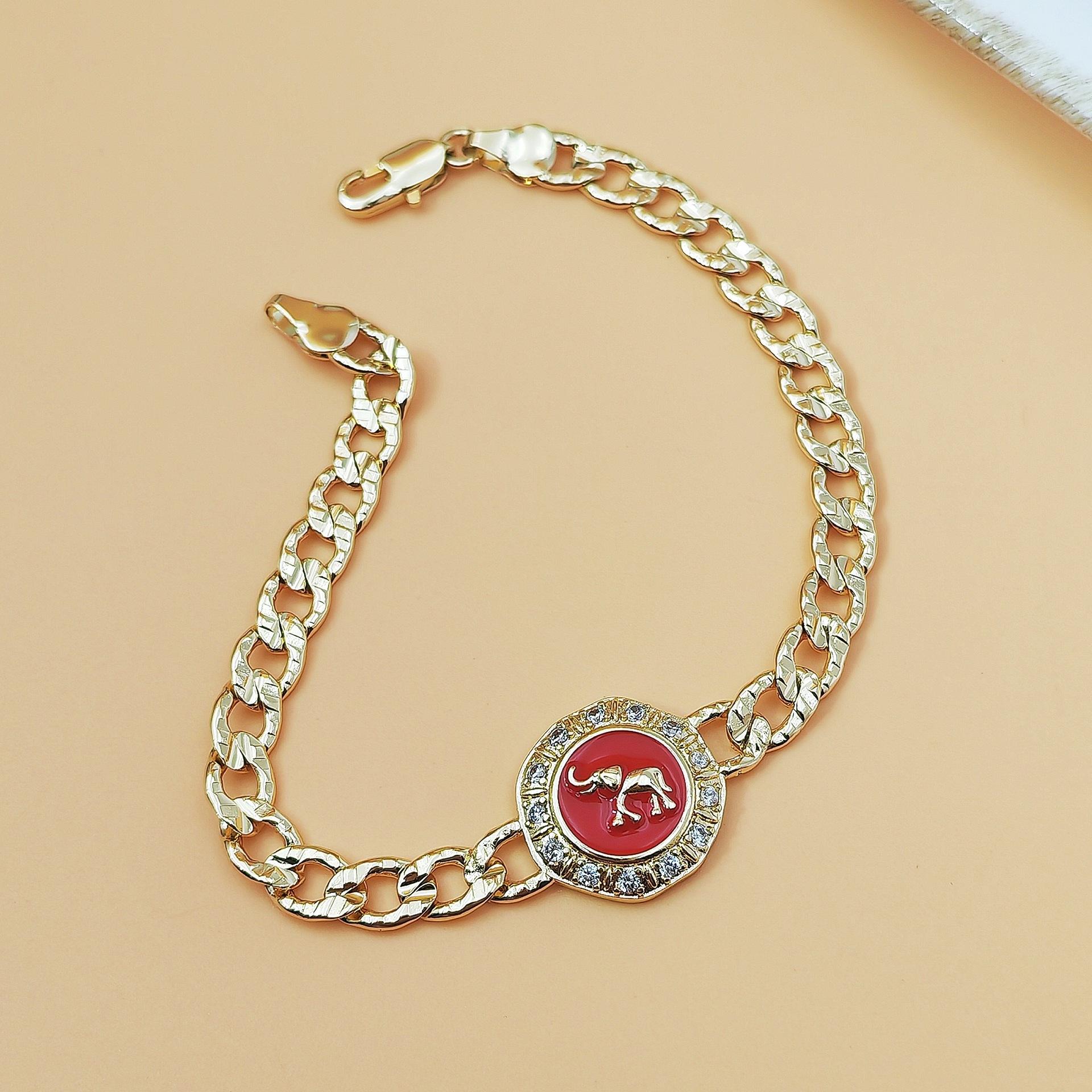 Lucky Elephant Cuban Link Bracelet for Women Enamel Elephant Charm with Paved CZ Stones Hip Hop Trendy Aesthetic Jewelry Unique Stackable Accessory for Streetwear Daily Outfits & Parties