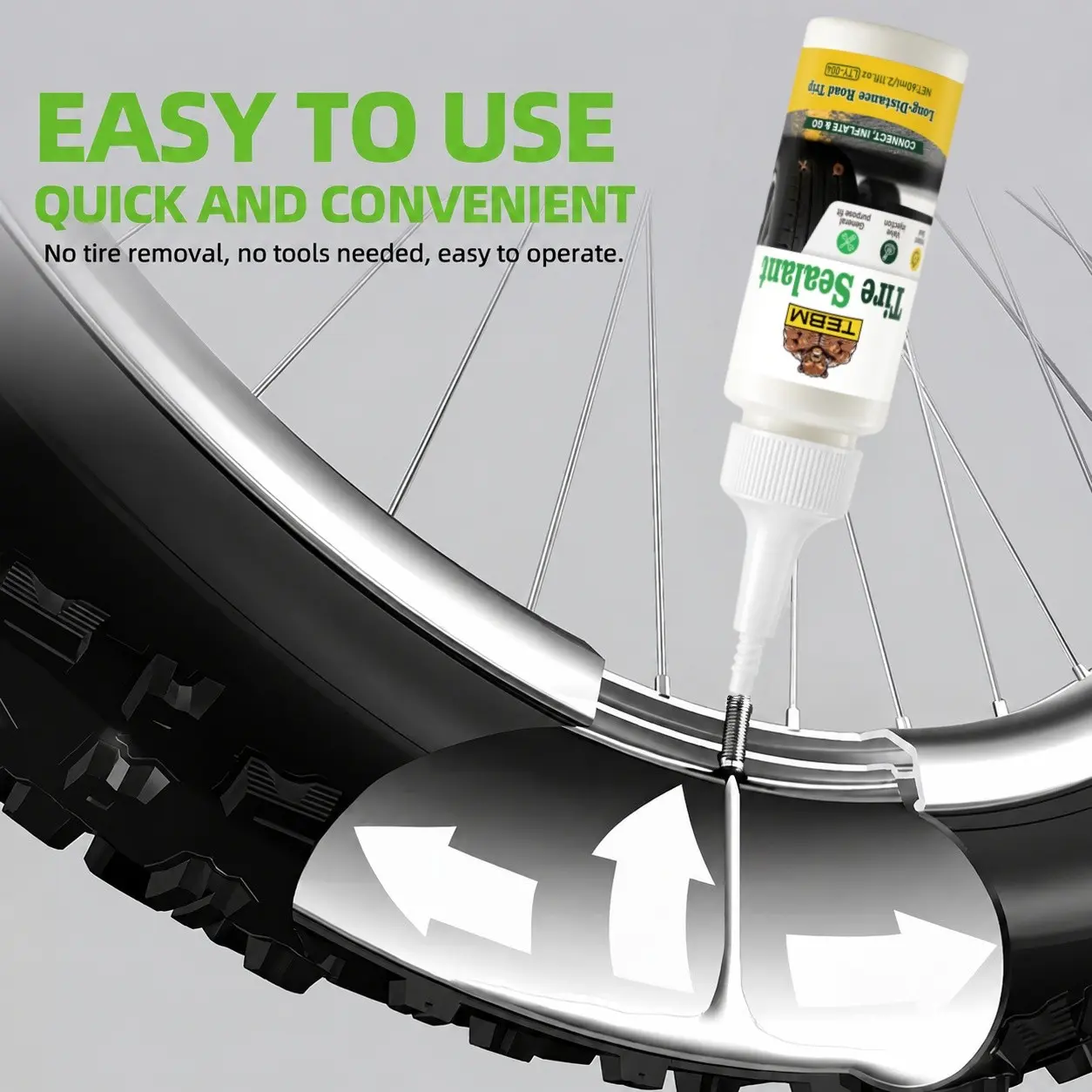 Tire Repair Fluid, Anti-Puncture Tire Liquid, Preventive Solution, No Tools Needed, Quick Repair, Suitable for Mountain Bikes, City E-Bikes, Daily Commuting, Versatile