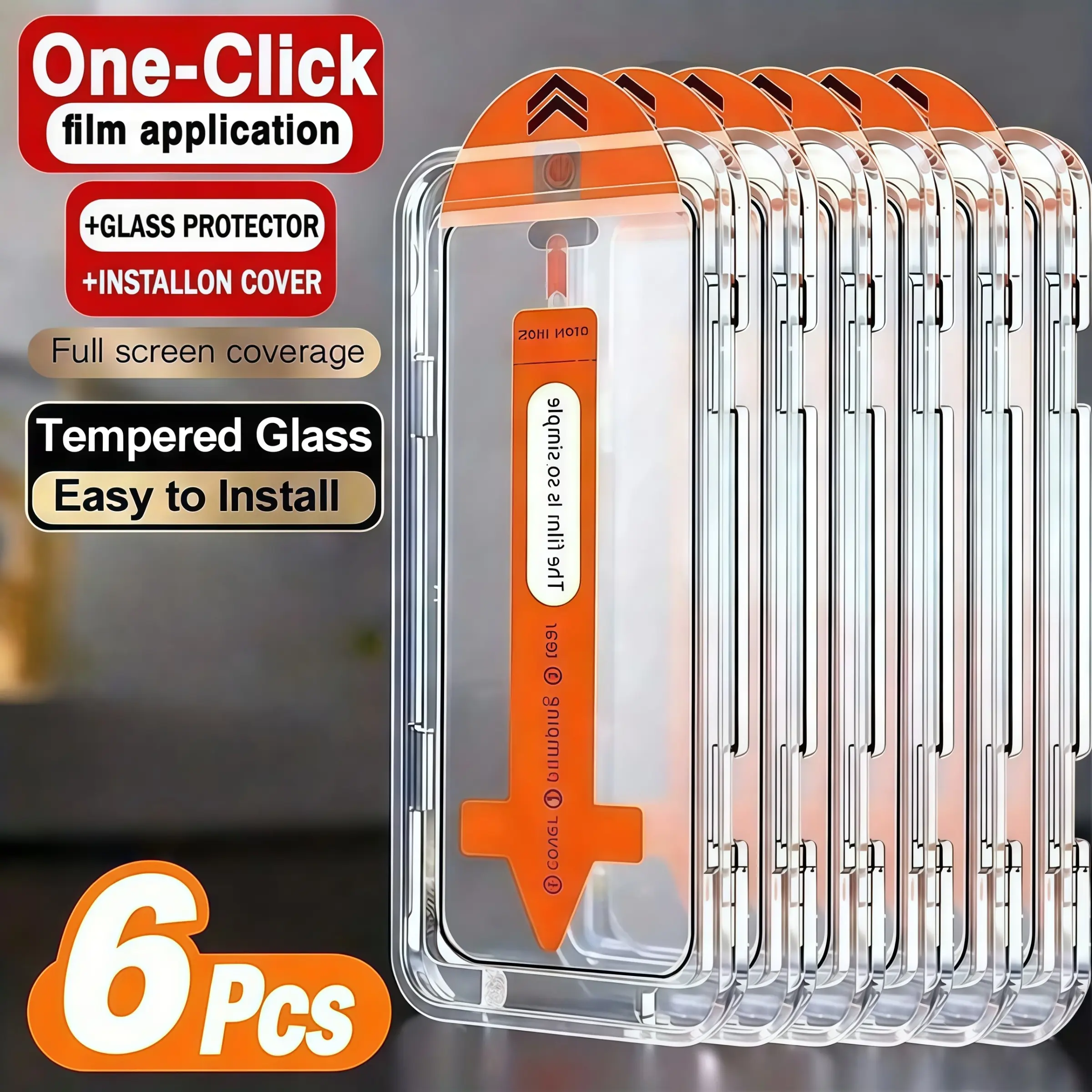 6-Pack Ultra-Clear Tempered Glass Screen Protectors, Compatible with Multiple iPhone Models, Includes Installation Tools, 9h Hardness, Top Quality, Hd Screen Guard