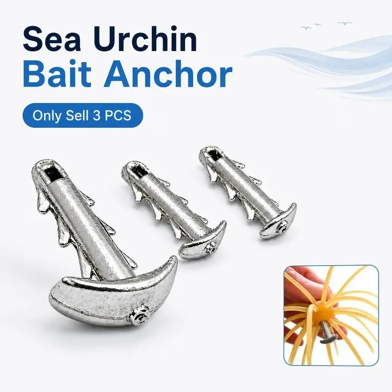 3-Pack Sea Urchin Bait Anchor Sinkers with Non-Slip Locking Hooks, Outdoor Fishing Gear for Deep Sea Fishing, Sea Urchin Bait Weight