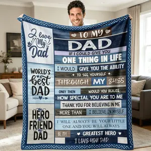 To My Dad Father’s Day Gift from Son Daughter Flannel Blanket, Soft Warm Throw Blanket for Dad, Cozy Blanket for Bed Sofa Couch Bedroom Living Room Decor, Kids Blanket Adult Blanket for Kids & Adults, Dad Birthday Christmas Thanksgiving Holiday Gift, couc