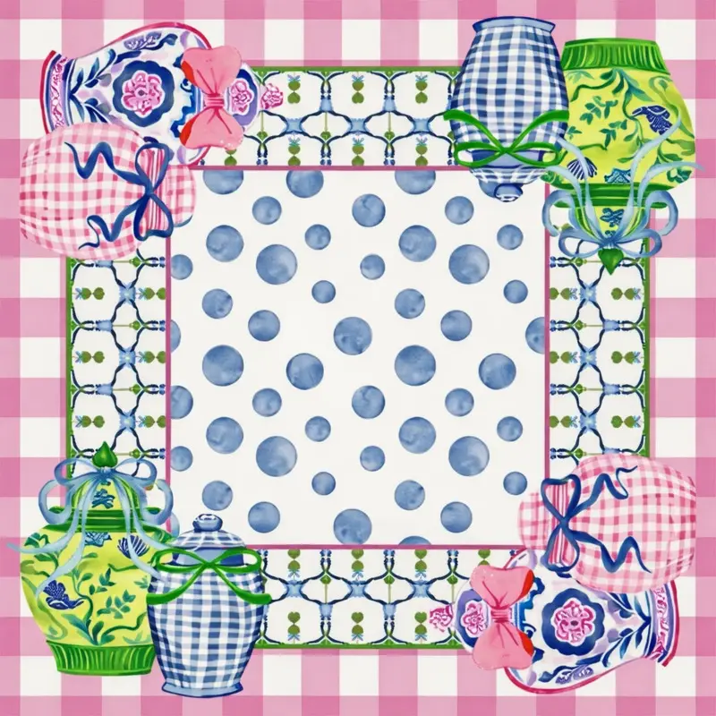 Vintage pink Polka Dot American Mahjong Table Mat, Nonslip Rubber Backing Thick Board Game Table Mat, Square Card Game Table Cover, Soundproofing, Washable Desk Pad for Home Party