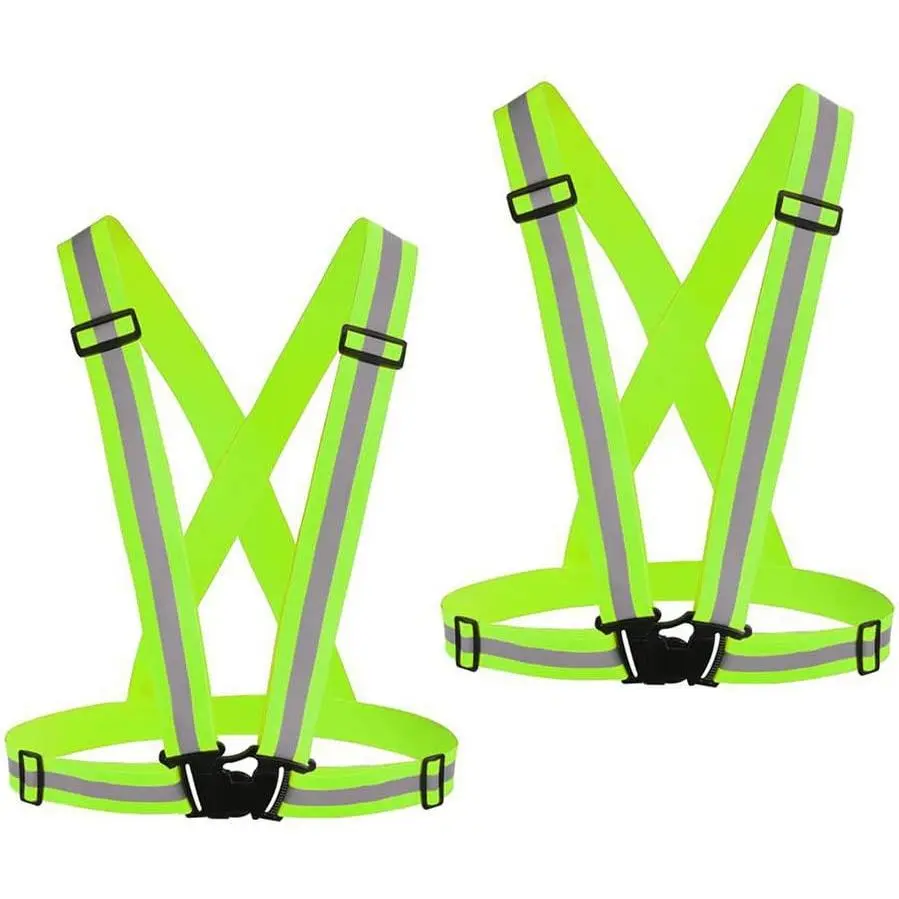 2-Count Reflective Safety Vest for Adults - Nylon Fabric, Ergonomic, Stylish, Adjustable, Unique Design High Visibility Gear for Surveyors, Warehouse Personnel, Night Running, Reflective Vest, Snaps Fastener
