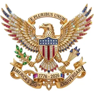 US 250th Anniversary Brooch Pin, USA 250th Anniversary Metal Lapel Pin, Patriotic Eagle Rhinestone Lapel Pin, Independence Day Souvenir Gift