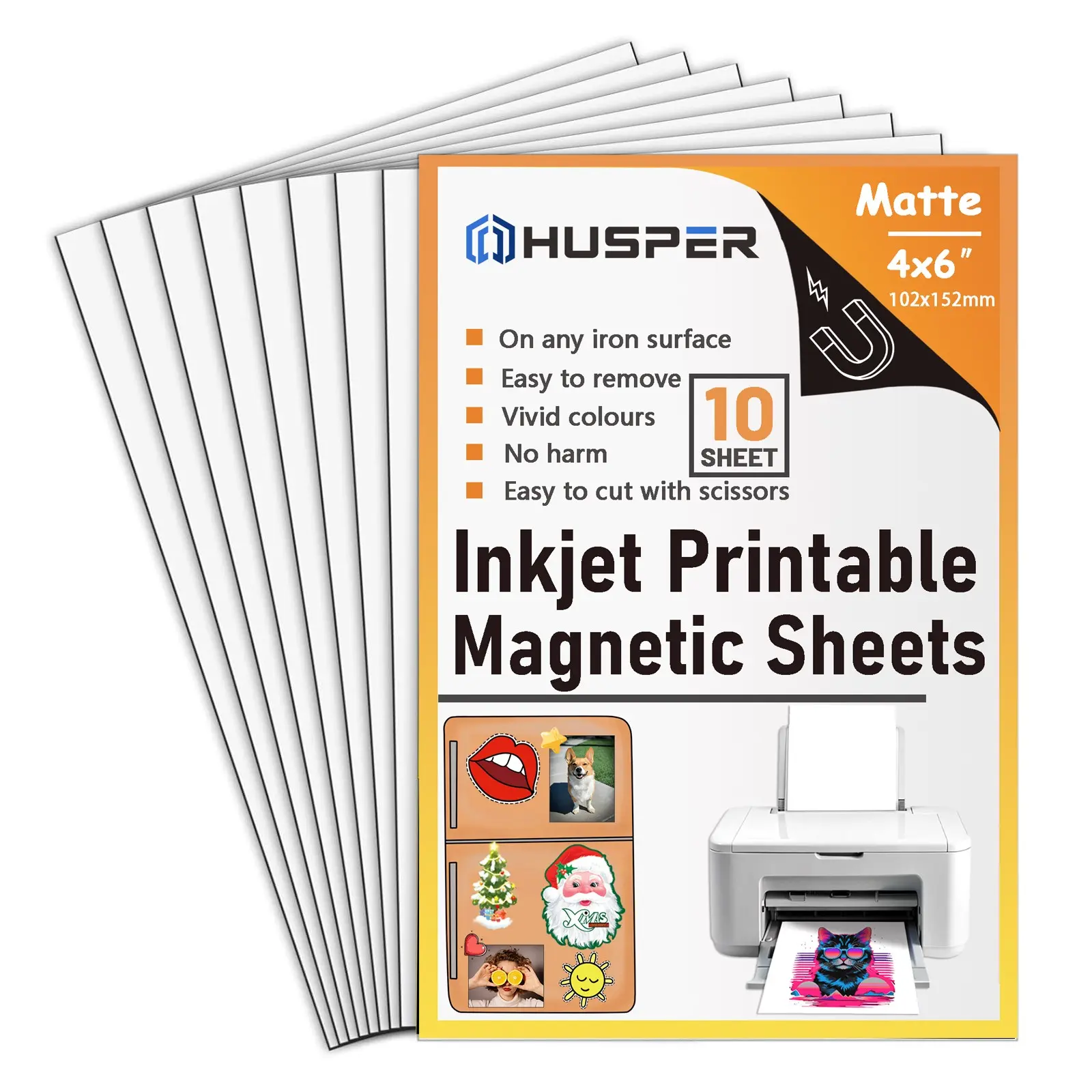 10pcs Printable Magnetic Sheets, 4r(4x6inch) Flexible Magnet Sheets, Matte Magnet Paper, Non Adhesive, DIY Crafts, Inkjet Printer Compatible, DIY Fridge Magnets