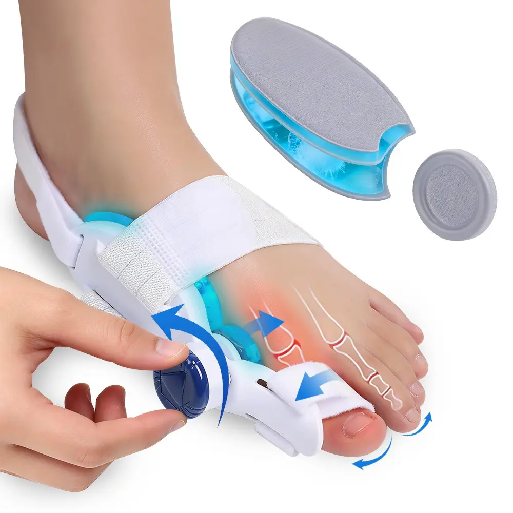 Adjustable Hallux Valgus Correctors with Cold Silicone, Adjustable Angle Knob, Physical Toe Corrections, Enhanced Cool Effect, Foot Care Product