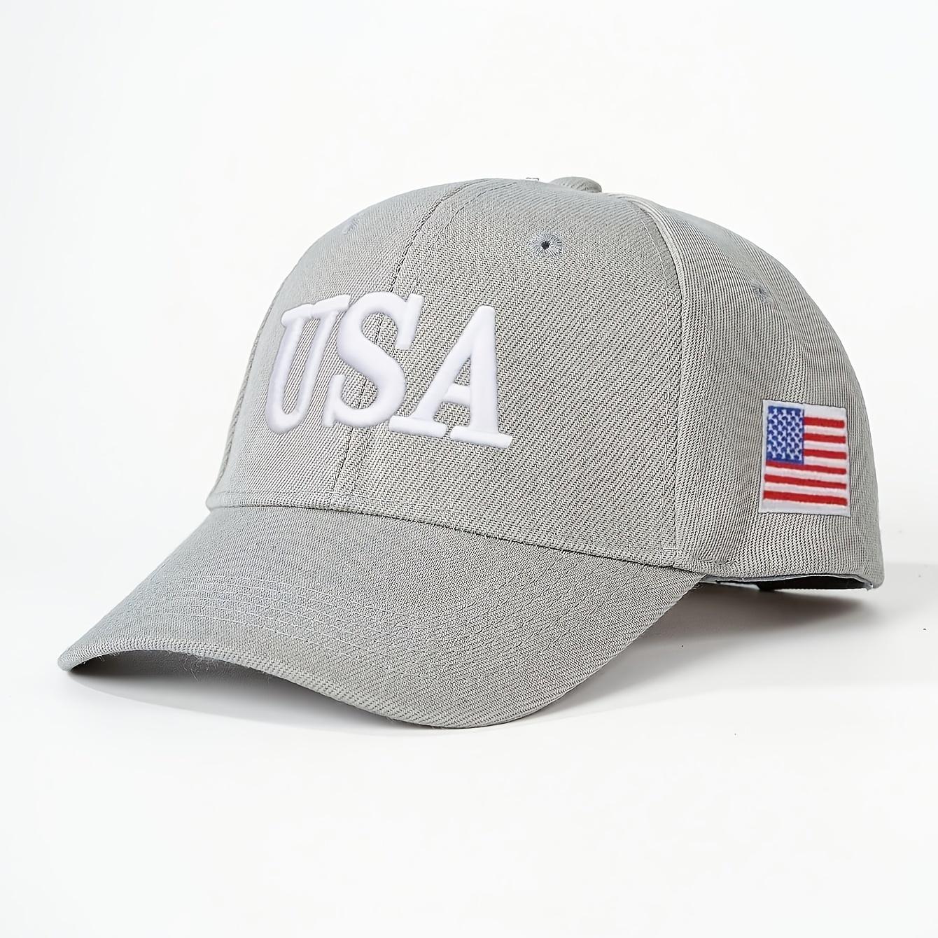 [USA Flag Cap] Embroidered USA Flag Faux Wool Baseball Cap, Breathable Adjustable Golf Hat, Fashionable Curved Brim Cap for Men and Women, Y2K Couple Cap, Lightweight, Hand Washable, Polyester 100, Craftsmanship, Toggle Closure