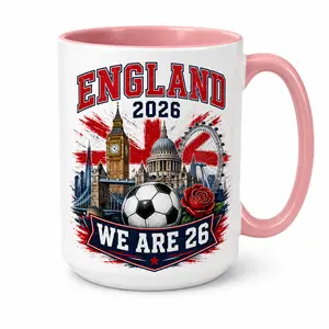 England Soccer Fan Ceramic Mug 11oz/15oz, 2026 Game Day Coffee Cup, Match Day Drinkware Gift for Men Women, Six Colors Available