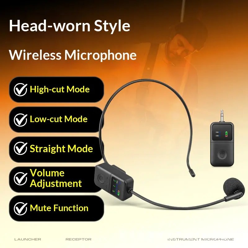 Professional Wireless Microphone Headset Dedicated Leading Guide Teacher Radio Amplifier Pickup Microphone Outdoor Live Wireless Headset Microphone