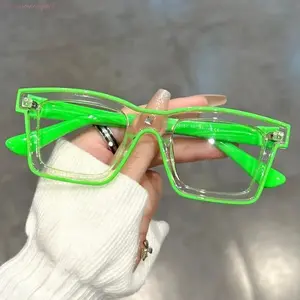 Unisex Semi-Rimless Square Blue Light Blocking Glasses, trending 2026 fashion eyewear for screen users. Anti-eye-fatigue lightweight frames relieve digital strain, ideal for office work, daily study and summer travel trips