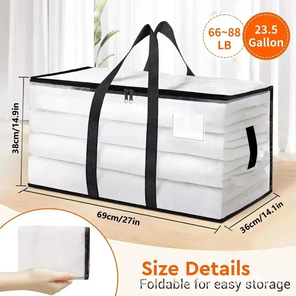 3-Pack Foldable Solid Transparent Thick Plastic Storage Boxes Set, Collapsible Organizers with Hinged Lids for Easy Foldable Storage, Travel & Home Organization (Camping Ready), Travel Storage