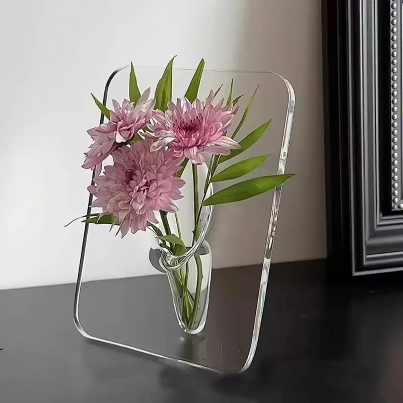 20*15cm Creative Art Acrylic Photo Frame Vase Hydroponic Flower Arrangement Device Transparent Vase Home Decoration Ornaments