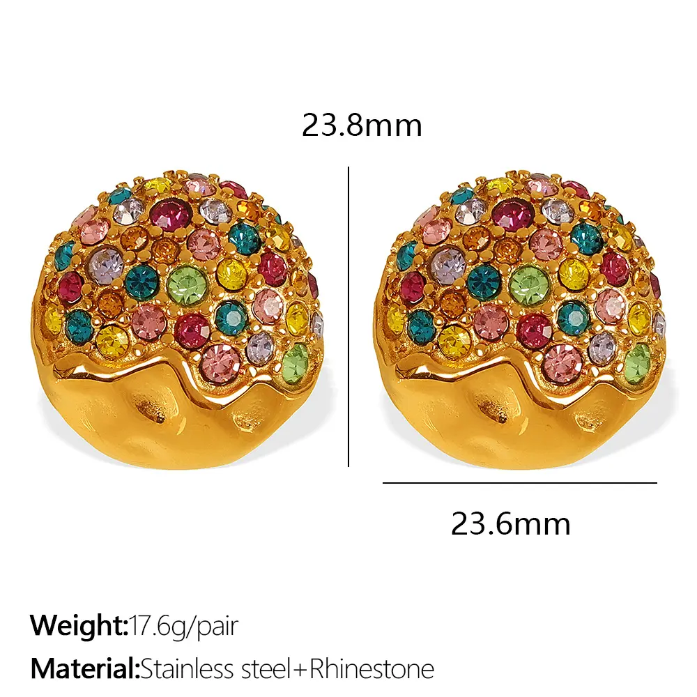 Women's JULY Luxury Pave Multicolor Zircon Stud Earrings, 18K Gold Plated Hypoallergenic High-End Jewelry, Comes With Premium Gift Box & Ear Backs, Ideal Holiday Daily Gift for Her