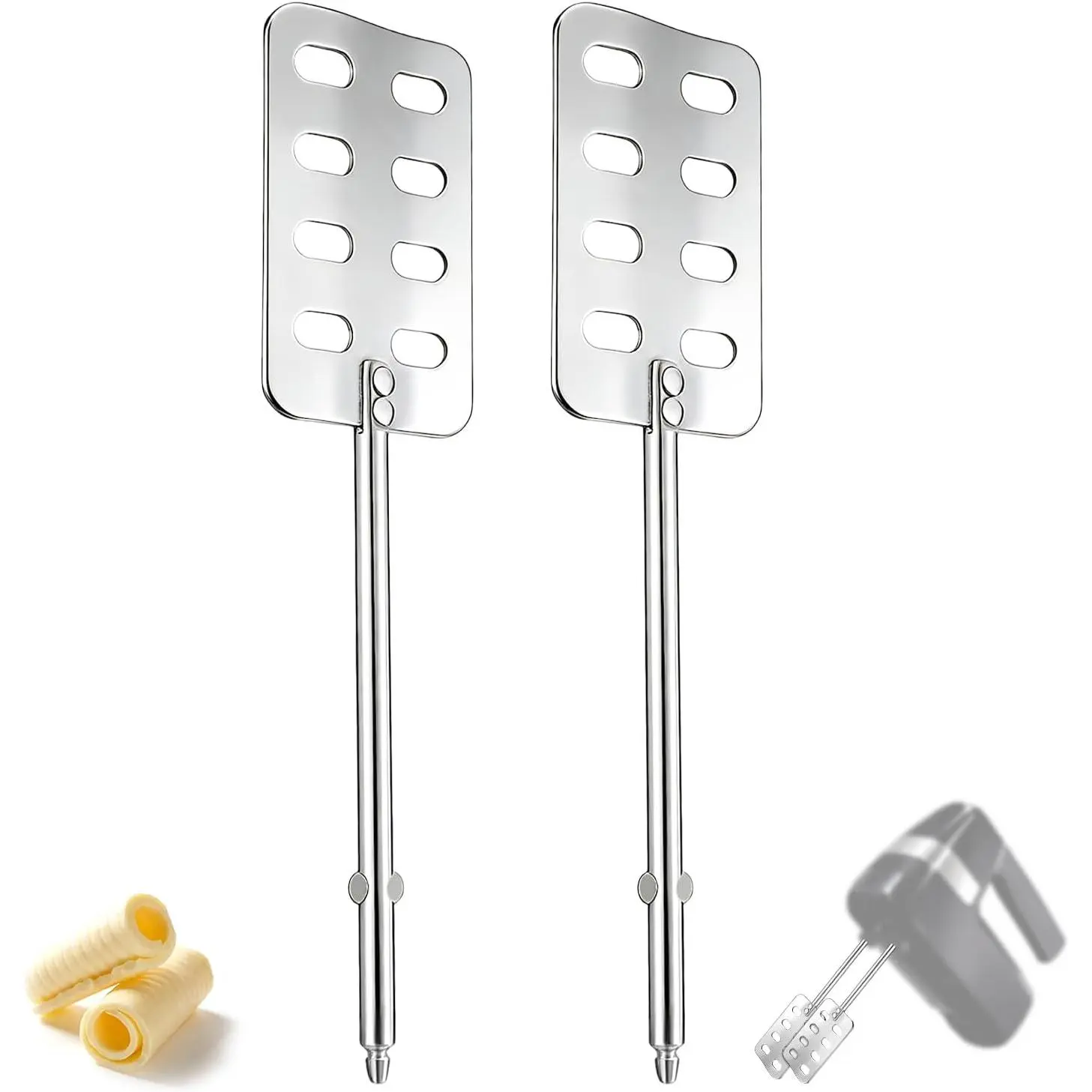 2 count Hand Mixer Butter Beaters  Compatible, Stainless Steel Mixer Beaters Attachments Churner Blender  for  Make  Homemade Butter