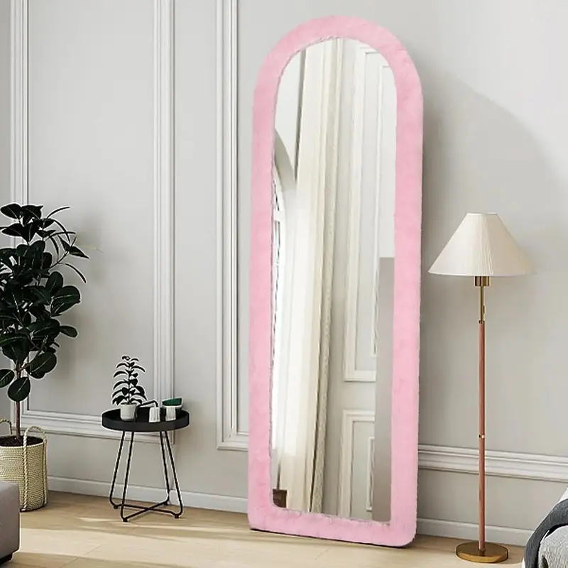 Fluffy Mirror Cover (NO Mirror) - Universal Fit for Various Sizes of Arch Full-Length Mirrors, Decorative Full-Length Mirror Cover, High Elasticity, Enhance Room Ambiance, Room Decor, Women Gifts