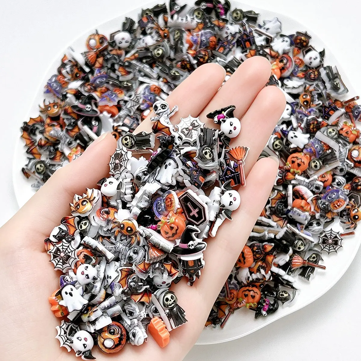Halloween Mini Resin Nail Art Decorations, Nail Art Charms, Nail Art Products, Pumpkin Ghost Tombstone Spider Witch Broom Mix, creative gift for her, graduation gift, Gothic Fall Nail Art, Perfect Gift for Friends