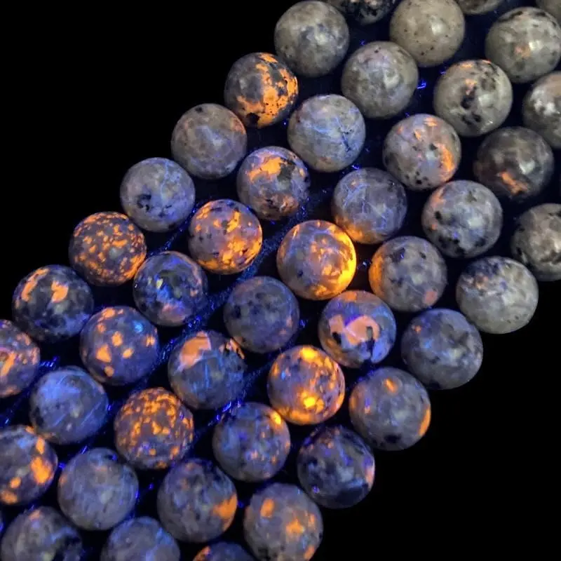 (UV-Glow) Smoky Yooperlite Beads - Lake ,  - Round 6mm |   & Authentic - Never Dyed or Color  in Any Way - DIY  Making, Necklaces, Bracelets & Beading