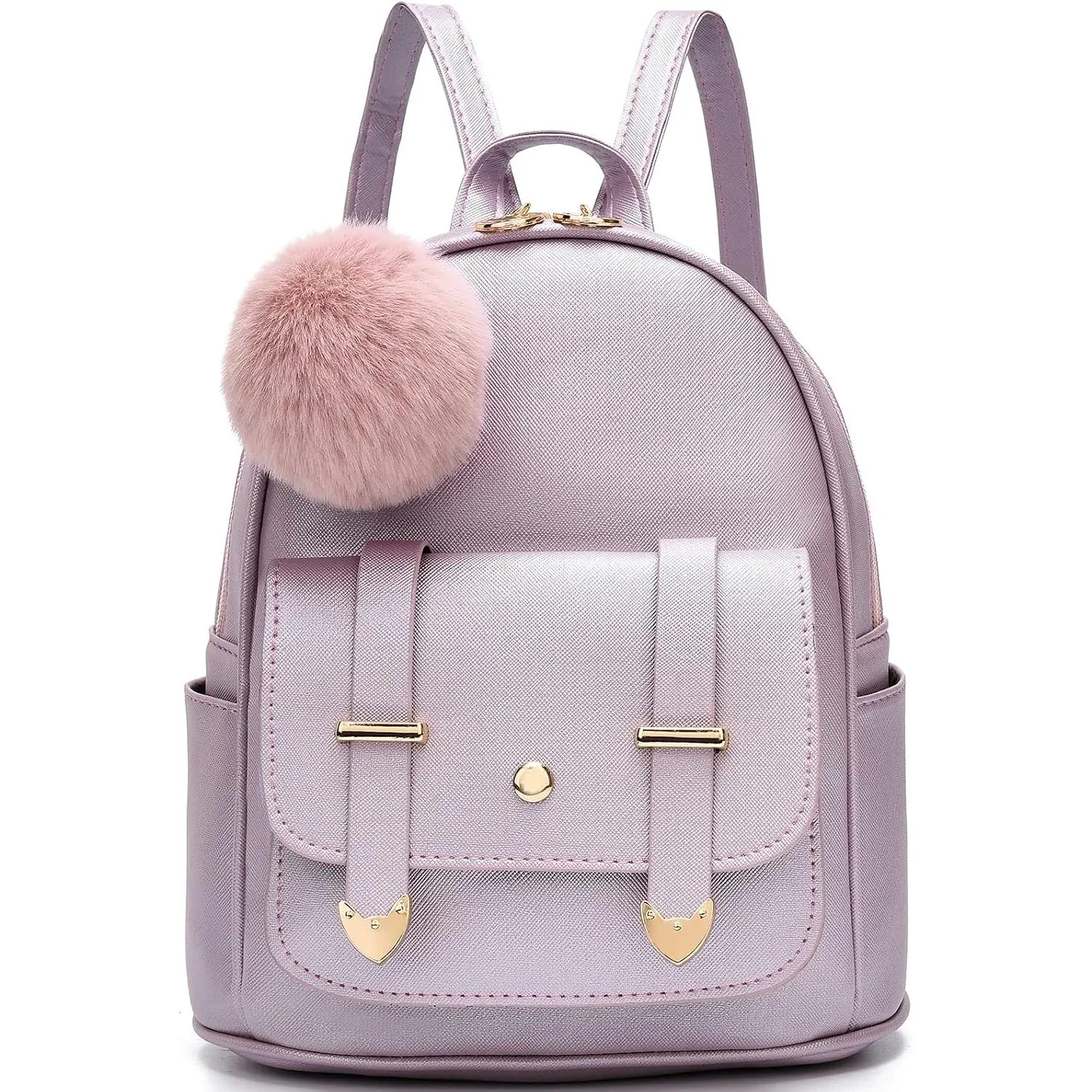 Grls Fashon Backpack Mn Backpack Purse for Women Teenage Grls Purses PU Leather Pompom Backpack  Bag