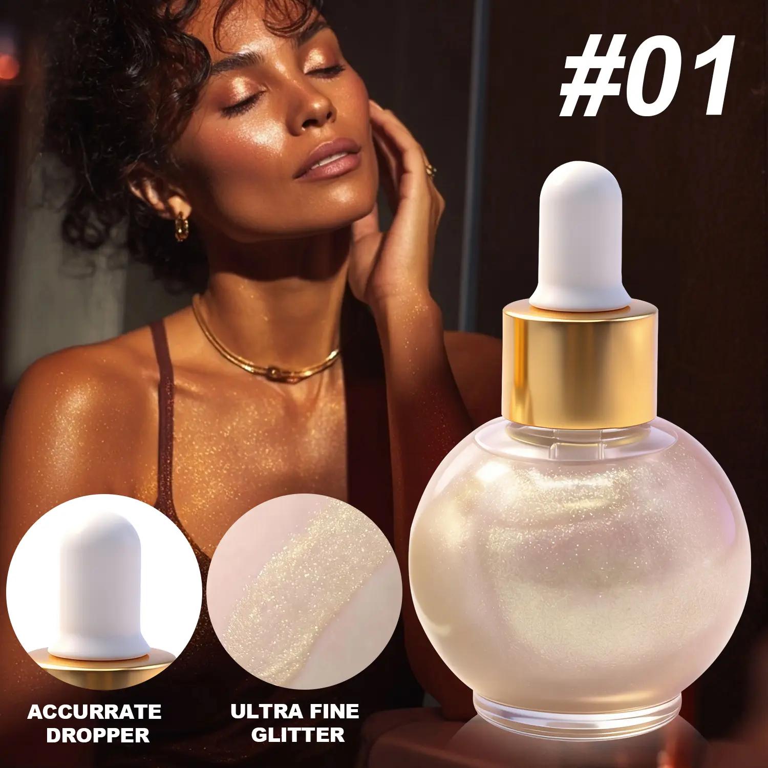 Liquid Body Shimmer Highlighter, Long-Lasting Illuminator Drops for Face & Body, Festival Party Makeup