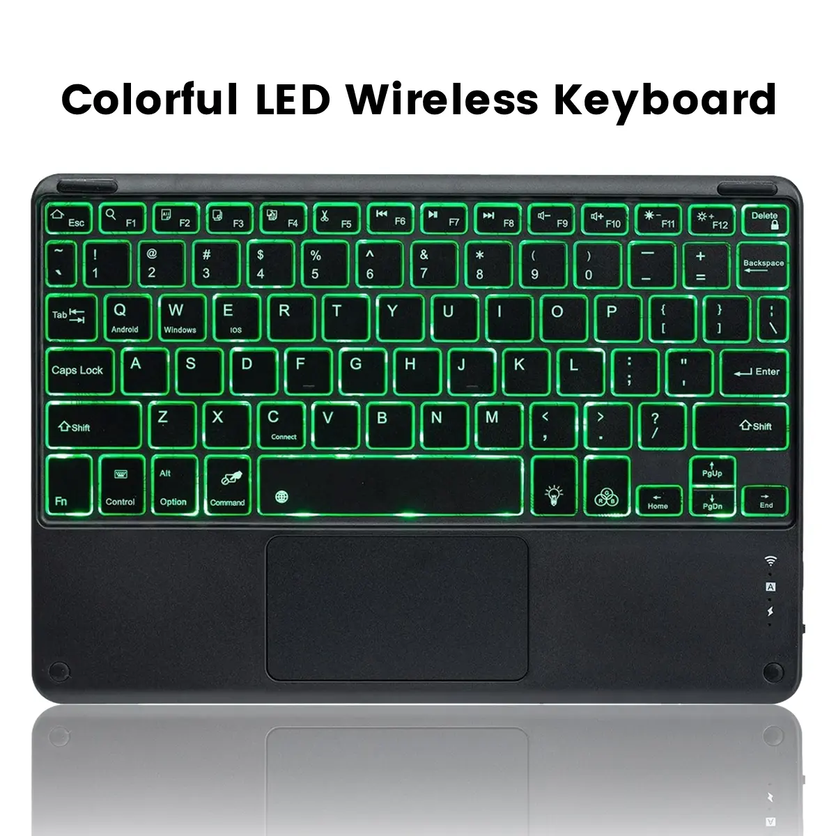 Colorful Plastic LED Wireless Keyboard with Touchpad Integration, Seamless Navigation, Rechargeable Bluetooth Mini Design for Office & Travel, Compatible with iOS, Android, Windows, Nexus, Cells