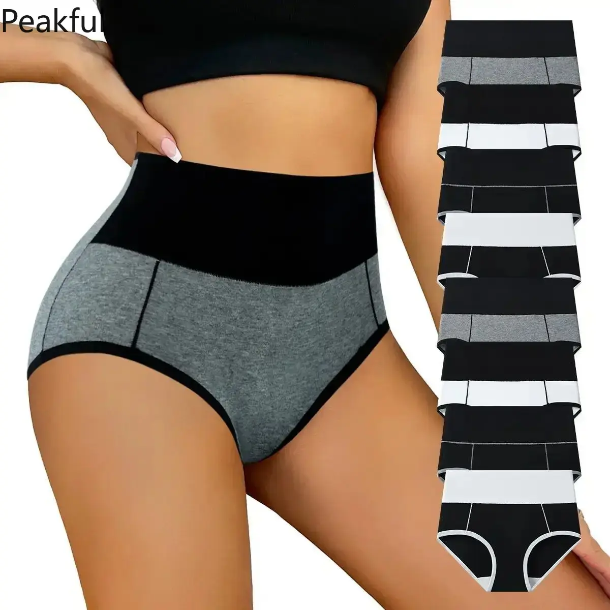High Waist Tummy Control Panties 4/8 Packs, Soft Cotton Stretchy Briefs for Women with Breathable Double-Layer Fabric, Great for Postpartum C-Section Recovery & Daily Comfort