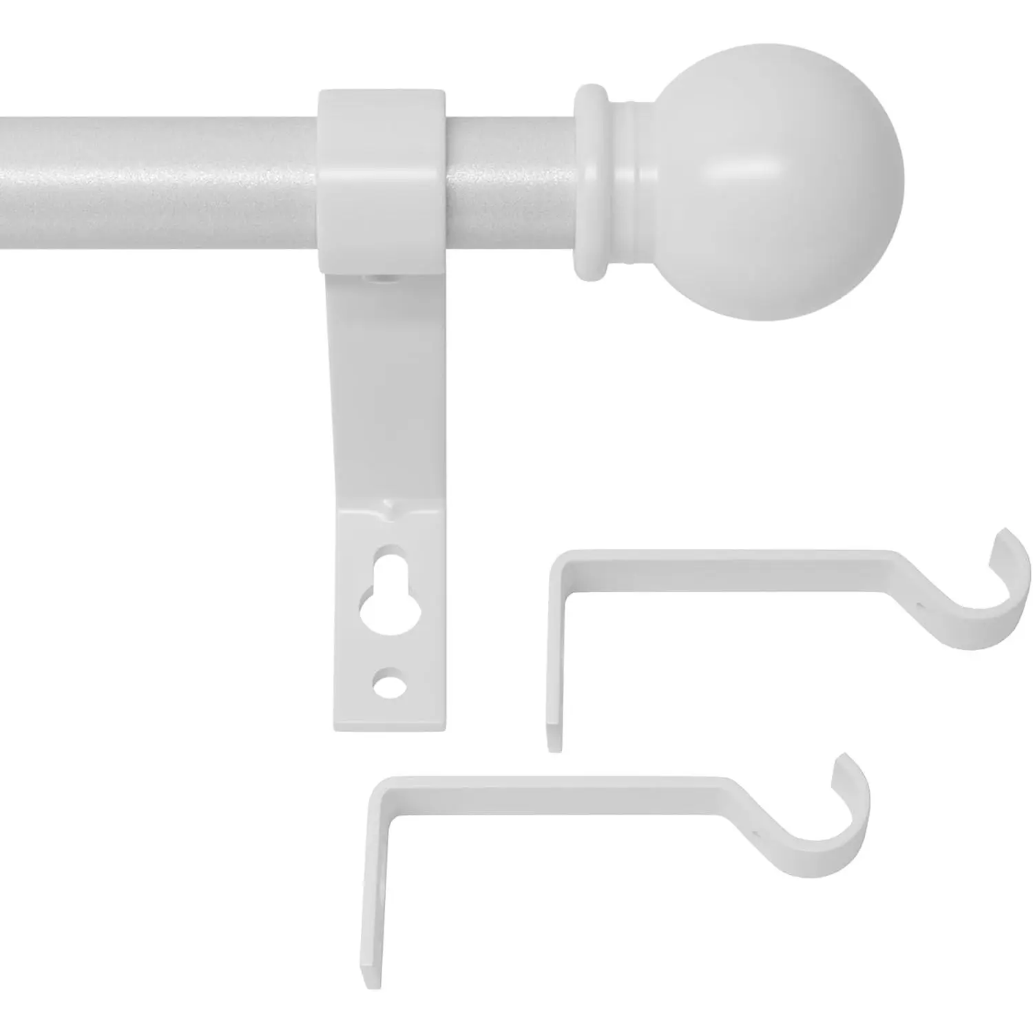 5/8" Synthetic Durable Modern Decorative Curtain Rod Set, 28-48 Inch Adjustable Heavy Duty Metal Drapery Rod with Brackets, Quick and Easy Install for Bedroom, Living Room