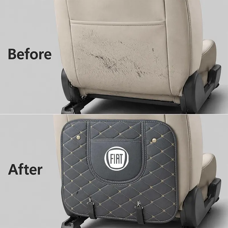 Fiat Car Seat Back Kick Guard, Exclusive Logo Design, Blocks Sand Footprints Stains, Easy Installation, Interior Upgrade Accessory