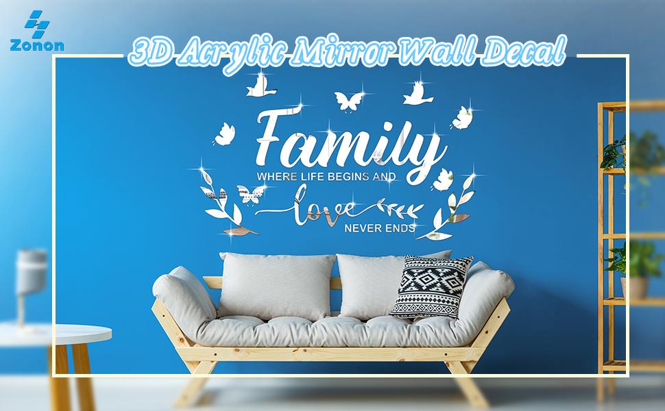 2026 Mirror Family Wall Letter Quotes Decor 3D Acrylic Wall Decal Stickers DIY Removable Art Decals Motivational Butterfly Mural Stickers for Home Decor(Silver) 2026 Mirror Family Wall Letter Quotes Decor 3D Acrylic Wall Decal Stickers DIY Removable Art Decals Motivational Butterfly Mural Stickers for Home Decor(Silver)
