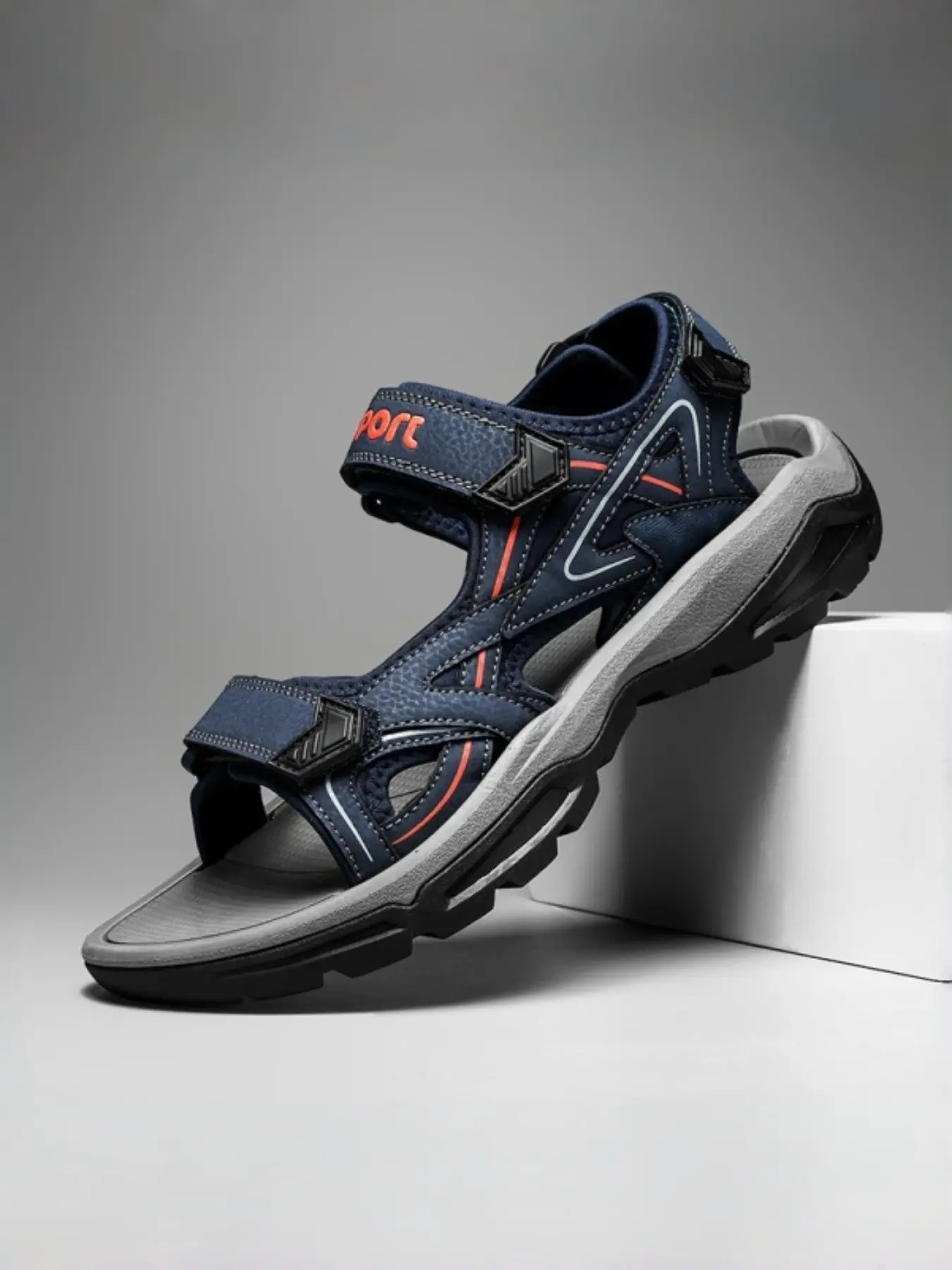 Men's Outdoor Sandals, Velcro Closure, Open Toe, Breathable, Anti-Slip, Durable, Sporty, PU Leather, All Seasons, Hiking, Beach