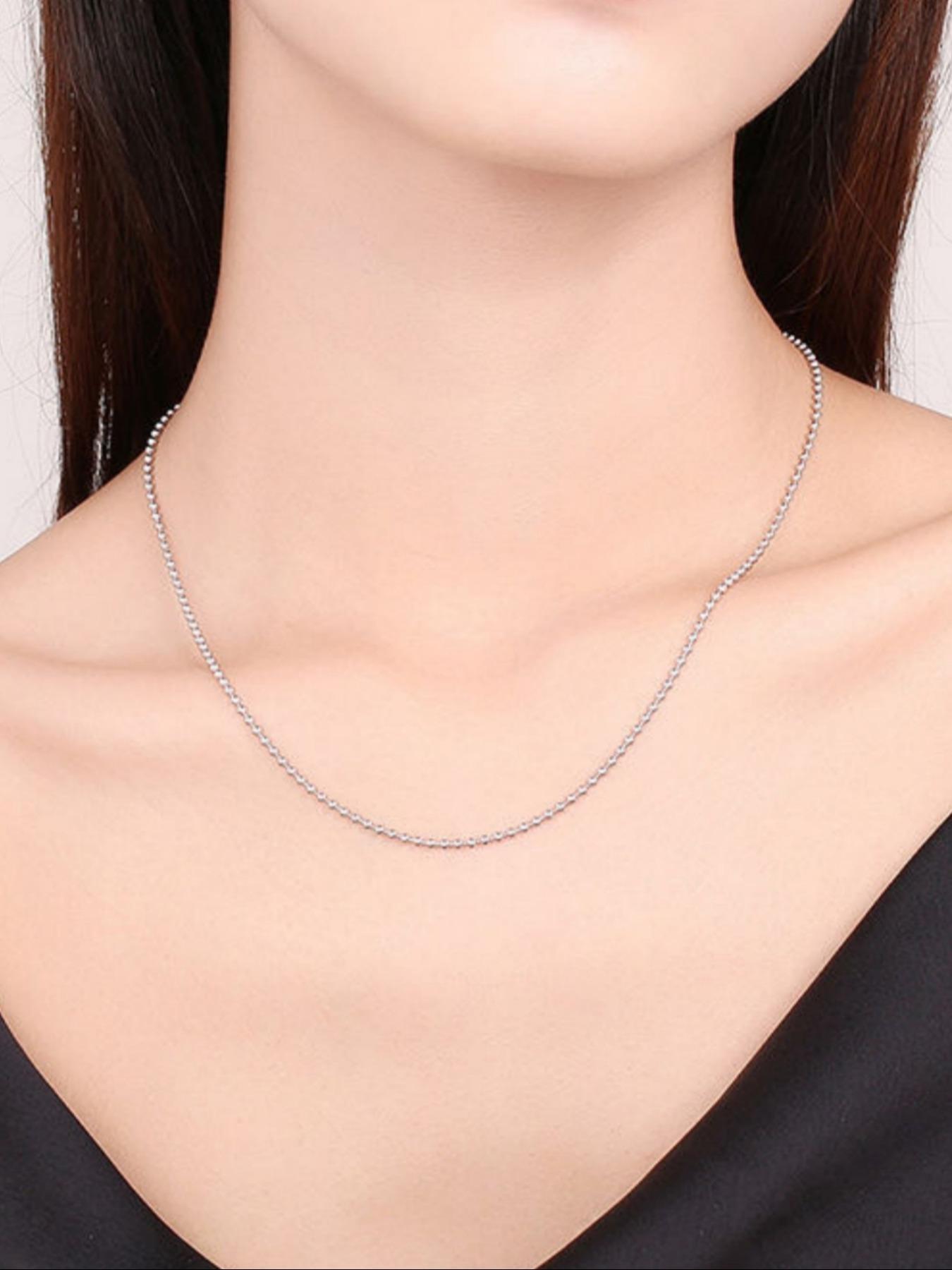 925 Sterling Silver Simple Ball Chain Necklace, Fashion Jewelry for Party, Daily Clothing Decor, Trendy All-match & Exquisite Jewelry for Birthday Gift