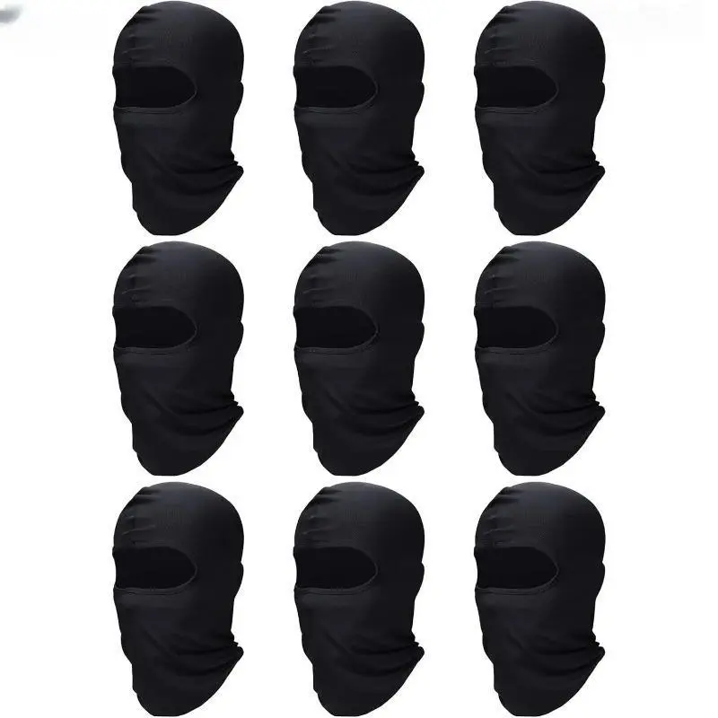 6/8/9Pcs Polyester Spandex Ski Balaclava Mask, Moisture Wicking Breathable Full Face Gaiter One Size All Seasons For Men Outdoor Sports