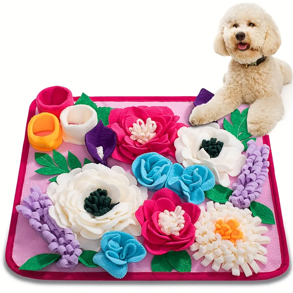 Pet Feeding Mat Snuffle Mat Pet Olfactory Training Mat Stress Relief Puzzle Feeding Game Blanket Dog Toy Anti-Choking Slow Feeder Mat