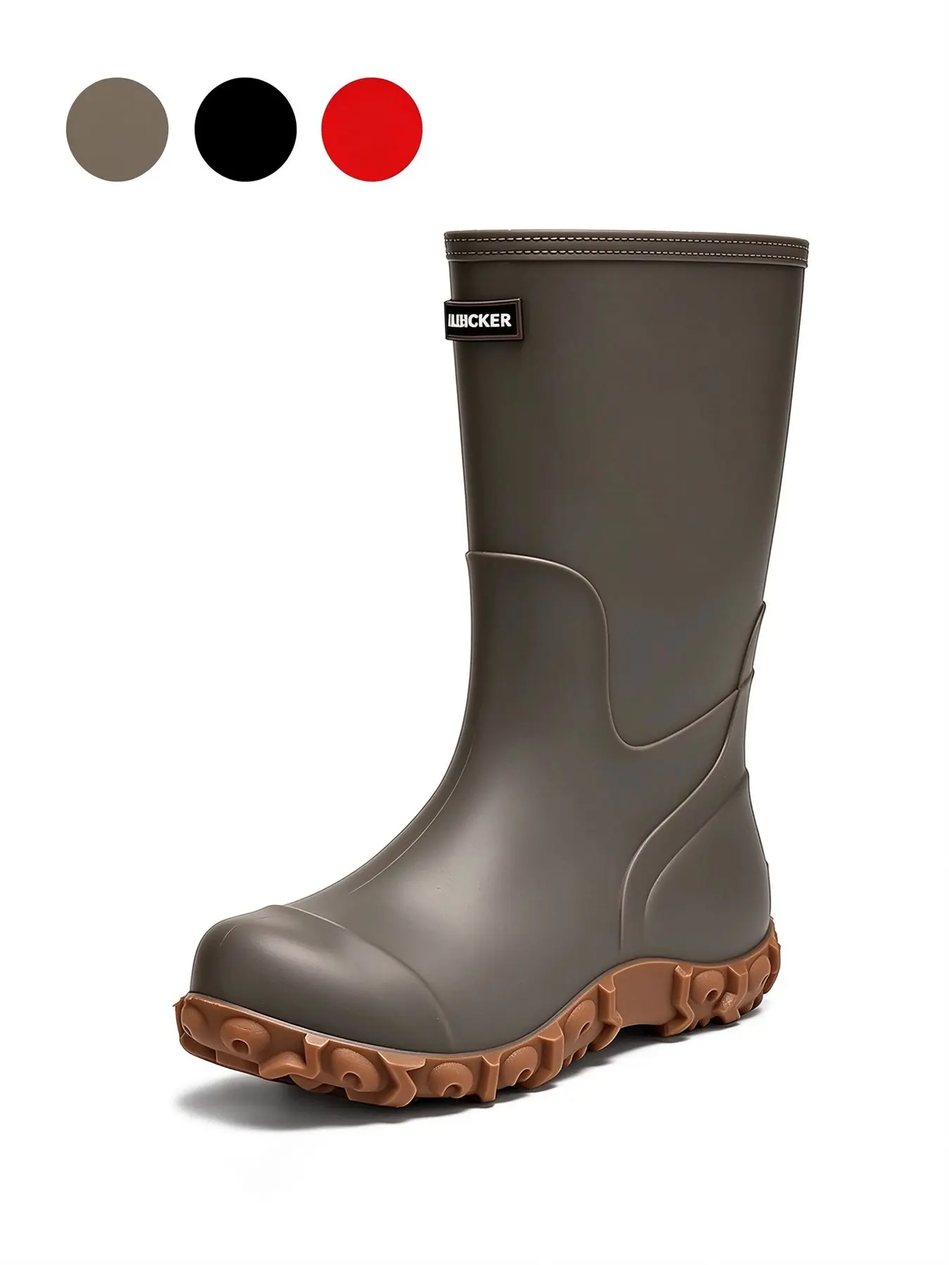 Unisex Tall Calf Outdoor Rain Boots, Heavy-Duty Tread Lug Sole, Full Waterproof Smooth Upper, Reinforced Toe, Reliable Footwear for Farming, Fishing & Mud Terrain