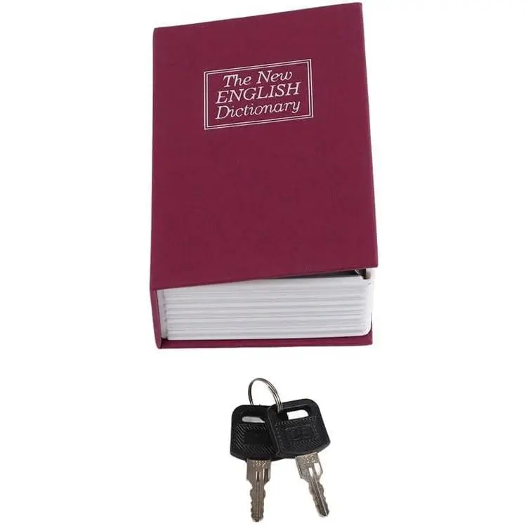 4.5x3.1x1.8in Mini Book Safe Box with Lock and Key – Diversion Safe for  and  Storage,   Box for  and Office Use(Red)