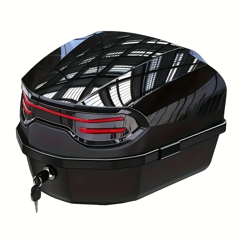 1pc Lockable Hard Shell Motorcycle Storage Case for Off-Road Bikes, Waterproof Scratch Resistant Luggage Box with Adjustable Binding Straps & Large Base Plate, Easy to Install Motorcycle Cargo Storage Container, Motorcycle Accessories