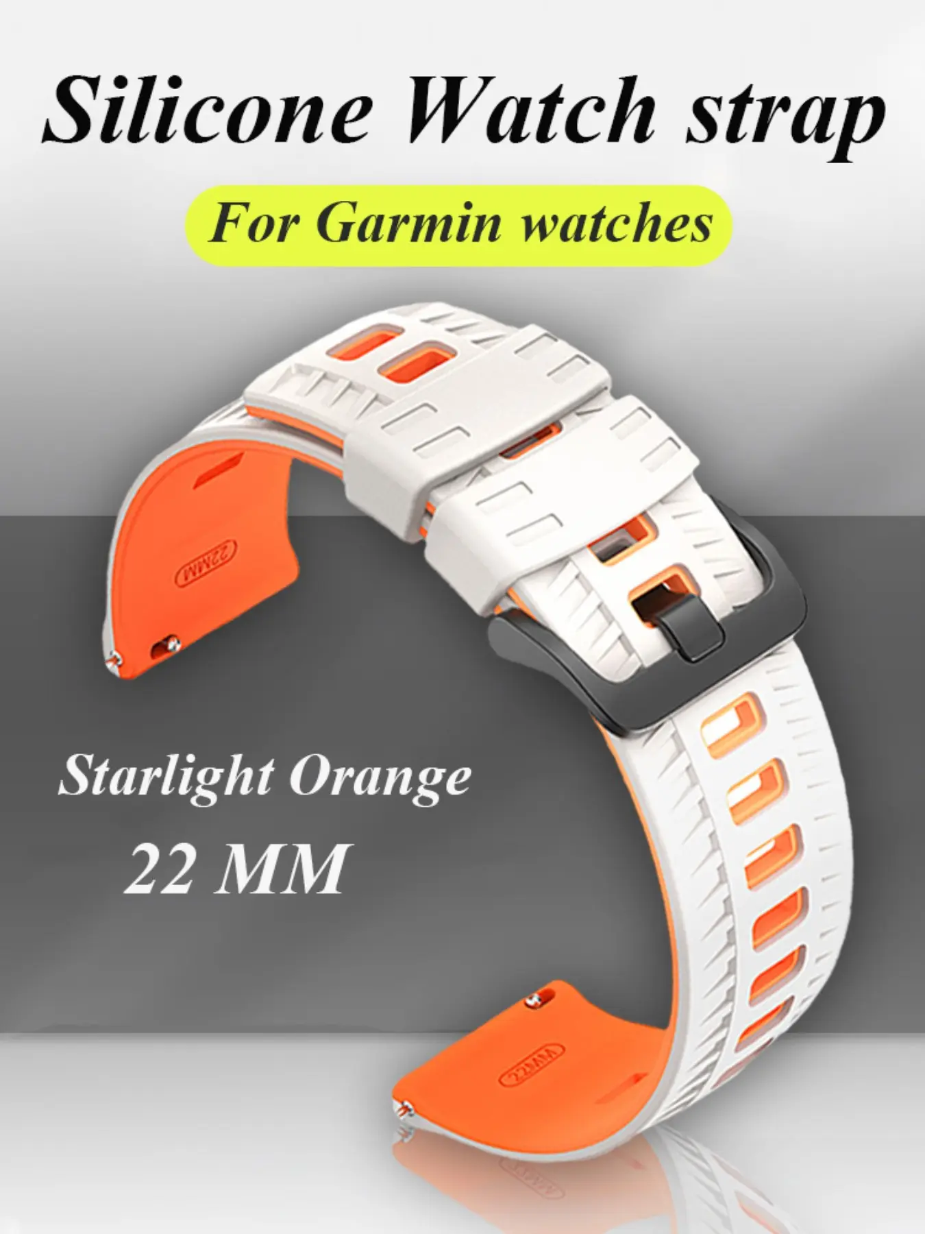 22mm Sports Breathable Silicone Watch Strap, Adjustable And Replaceable Watchband, Smartwatch Replacement Straps, For Garmin Venu 3 2 Vivoactive 4 Forerunner 745/265 255/965 955/945 Soft And Durable Dual-Color Watch Strap, For Men And Women