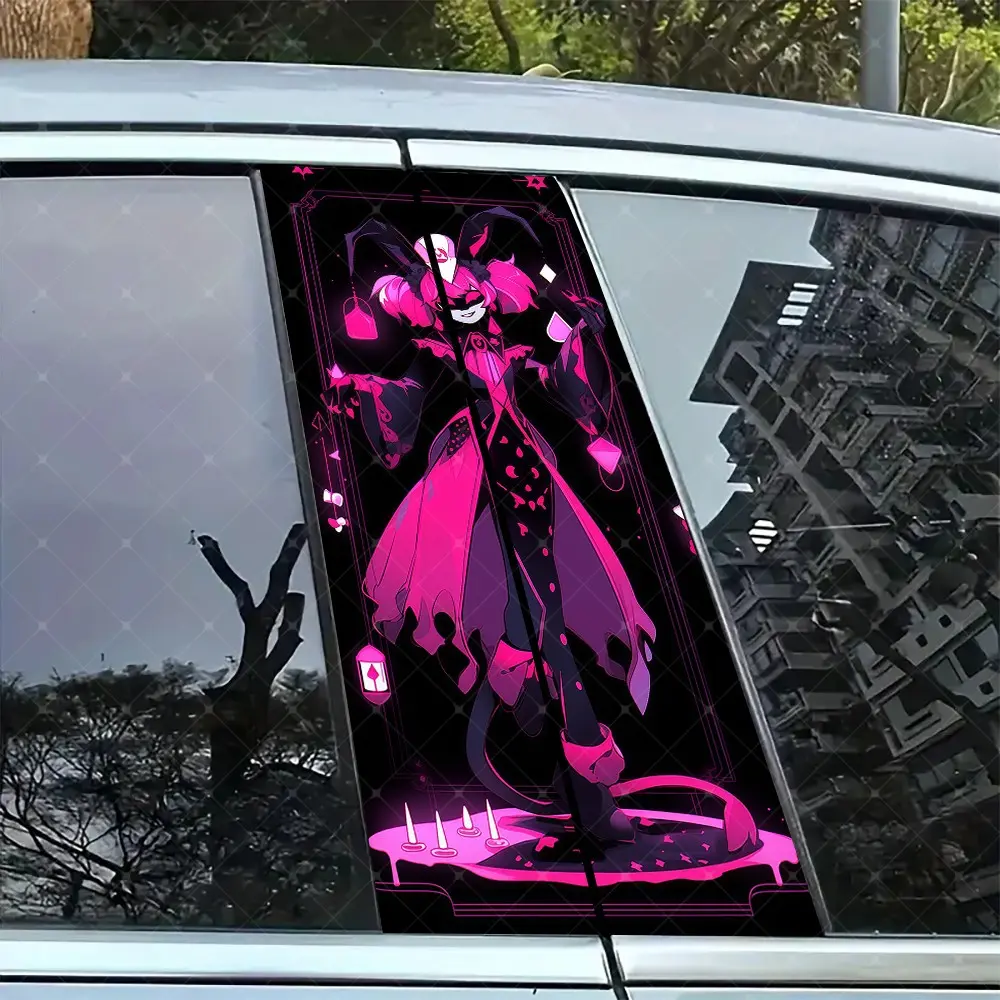 2pc Cartoon Joker Vinyl Stickers, Car B Pillar Protection Decals, Easy Peel Off, Sunproof Waterproof Scratch Resistant, All Models Compatible